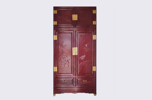 乳源高端中式家居装修深红色纯实木衣柜